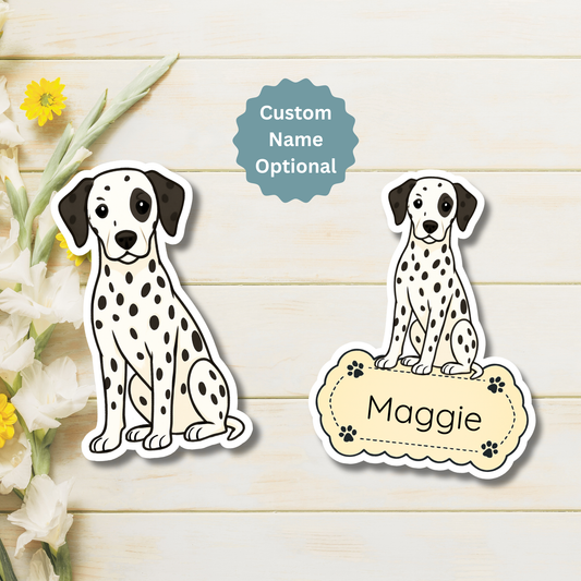 Aimant personnalisé pour chien dalmatien – Tacheté noir | Personnalisable avec le nom de l'animal