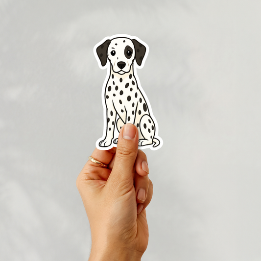 Autocollant personnalisé pour chien dalmatien – Tacheté noir | Personnalisable avec nom