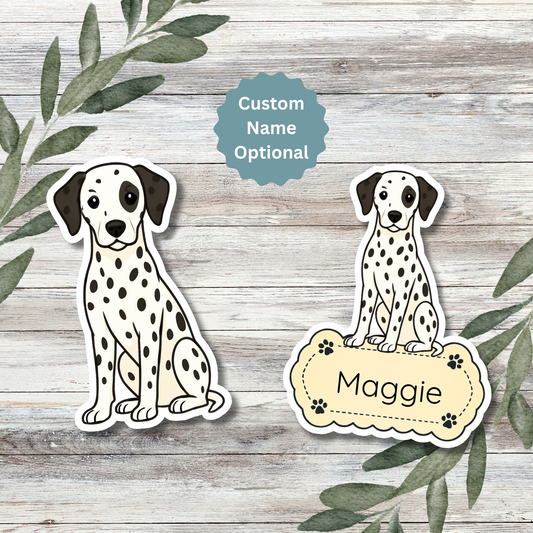 Autocollant personnalisé pour chien dalmatien – Tacheté noir | Personnalisable avec nom