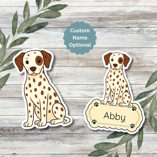 Autocollant personnalisé pour chien dalmatien - Tacheté de foie | Personnalisable avec nom