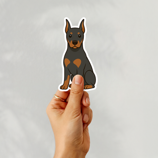 Custom Doberman Pinscher Dog Sticker - Cropped Ears Black and Rust | Personalized with Name