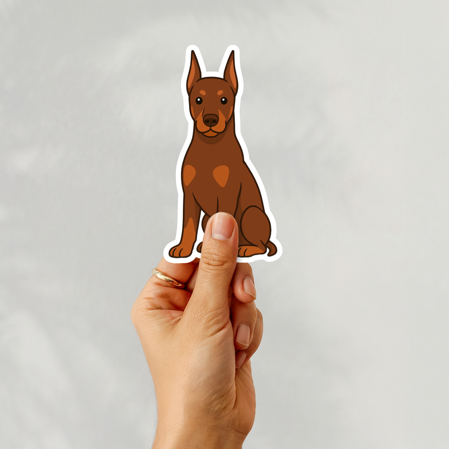Custom Doberman Pinscher Dog Sticker - Cropped Ears Red and Rust | Personalized with Name