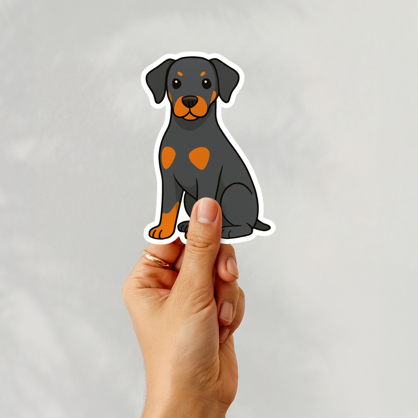 Custom Doberman Pinscher Dog Sticker - Natural Ears Black and Rust | Personalized with Name