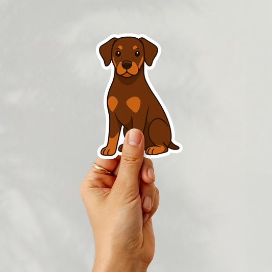 Custom Doberman Pinscher Dog Sticker - Natural Ears Red and Rust | Personalized with Name