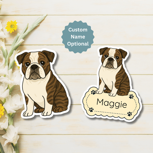 Custom English Bulldog Dog Magnet - Brindle | Personalized with Pet Name