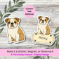 Autocollant bouledogue anglais personnalisé – Fauve et blanc | Personnalisable avec votre nom