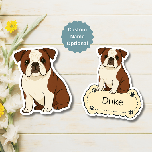 Custom English Bulldog Dog Magnet - Red and White | Personalized with Pet Name
