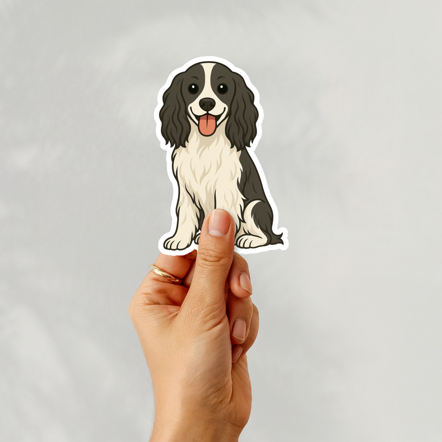 Custom English Springer Spaniel Dog Sticker - Black and White | Personalized with Name