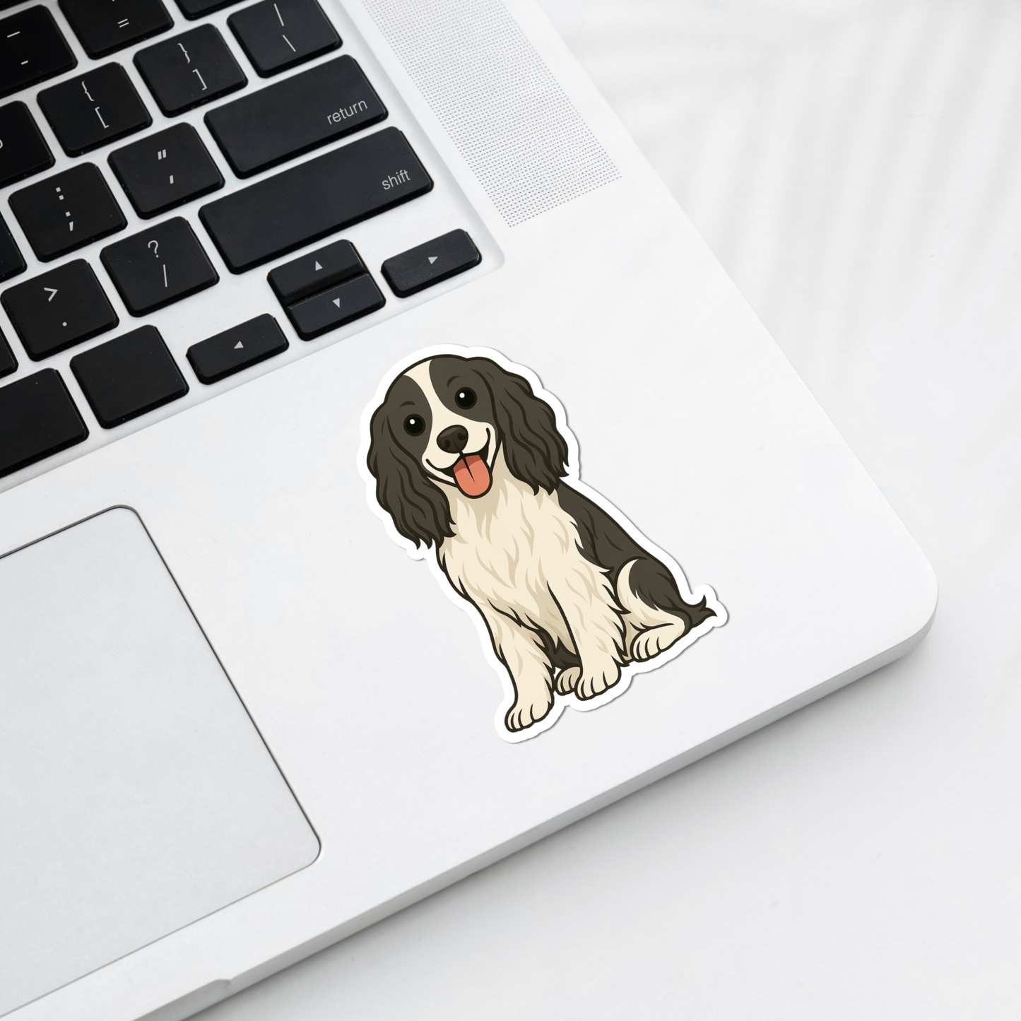 Custom English Springer Spaniel Dog Sticker - Black and White | Personalized with Name