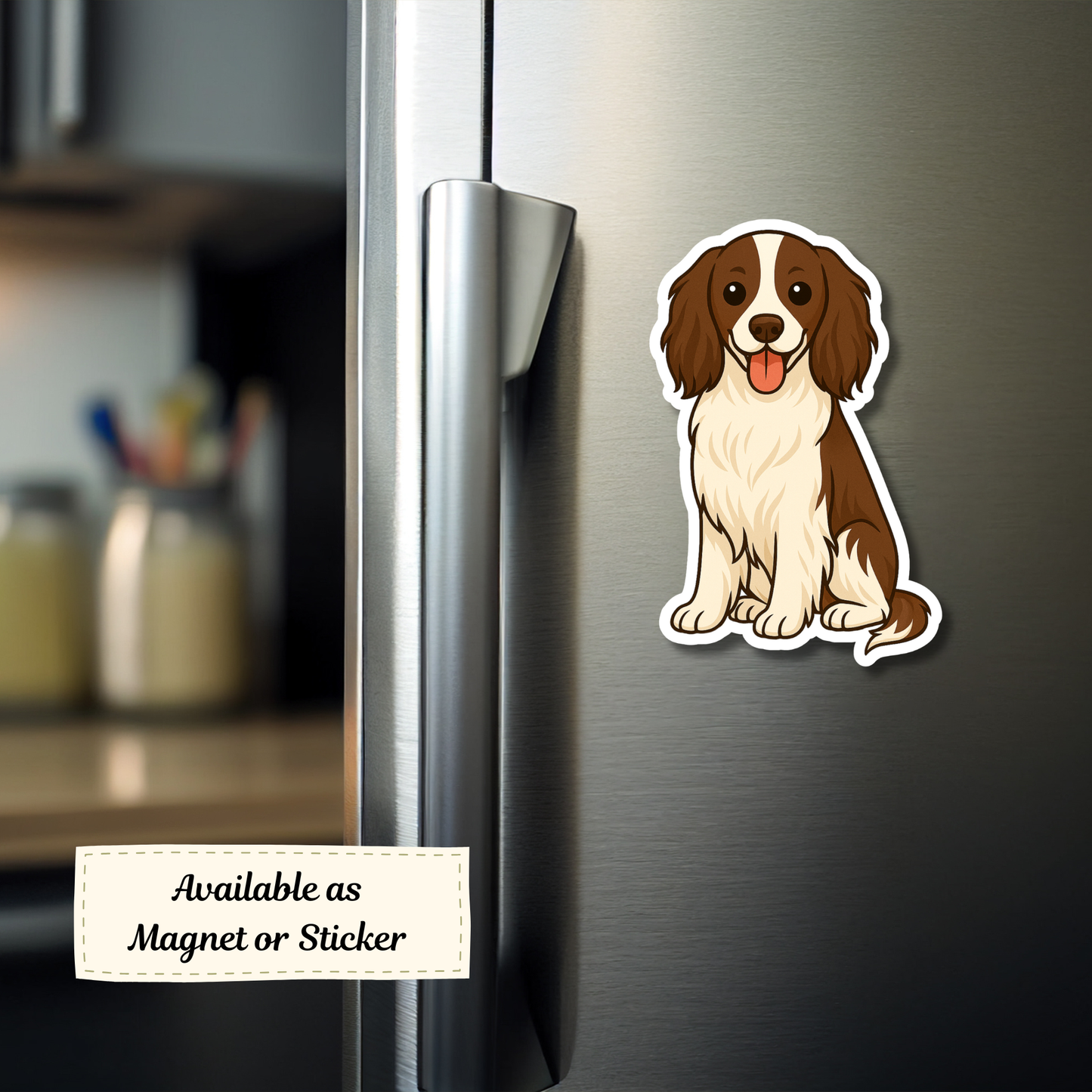 Custom English Springer Dog Sticker - Liver and White | Personalized with Name