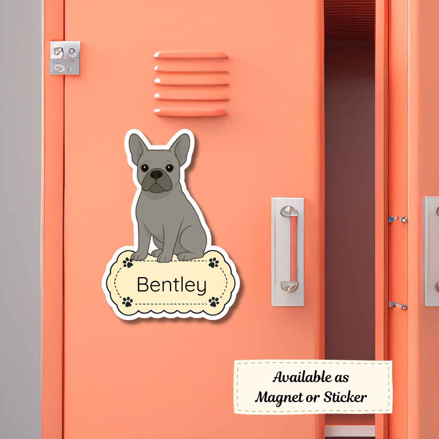 Custom French Bulldog Dog Sticker - Blue | Personalized with Name