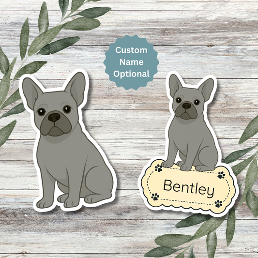 Custom French Bulldog Dog Sticker - Blue | Personalized with Name