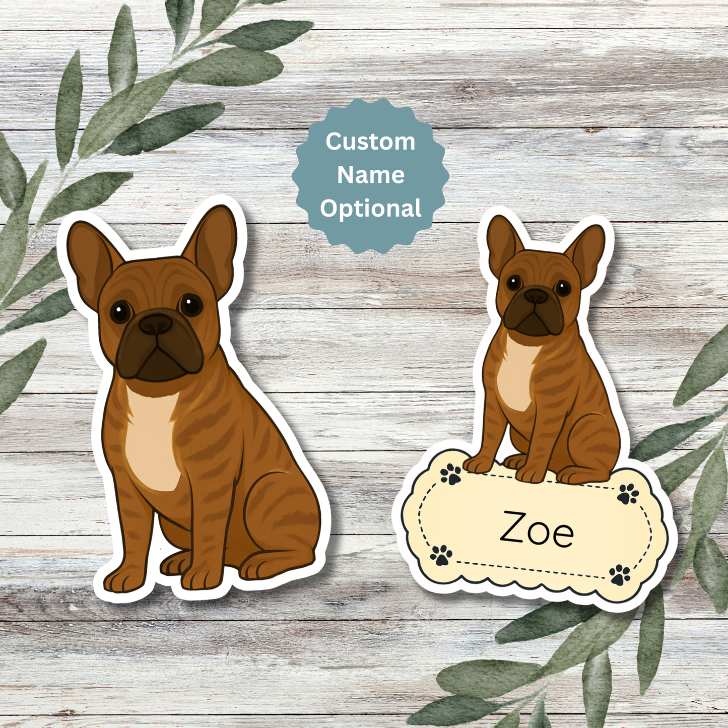 Custom French Bulldog Dog Sticker - Brindle | Personalized with Name