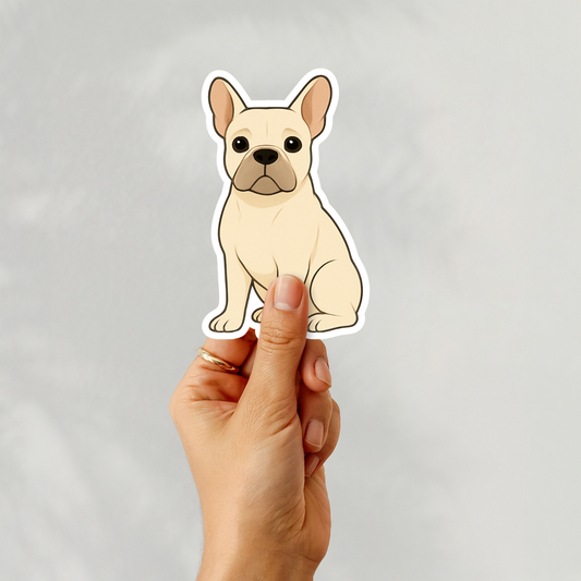 Custom French Bulldog Dog Sticker - Cream | Personalized with Name