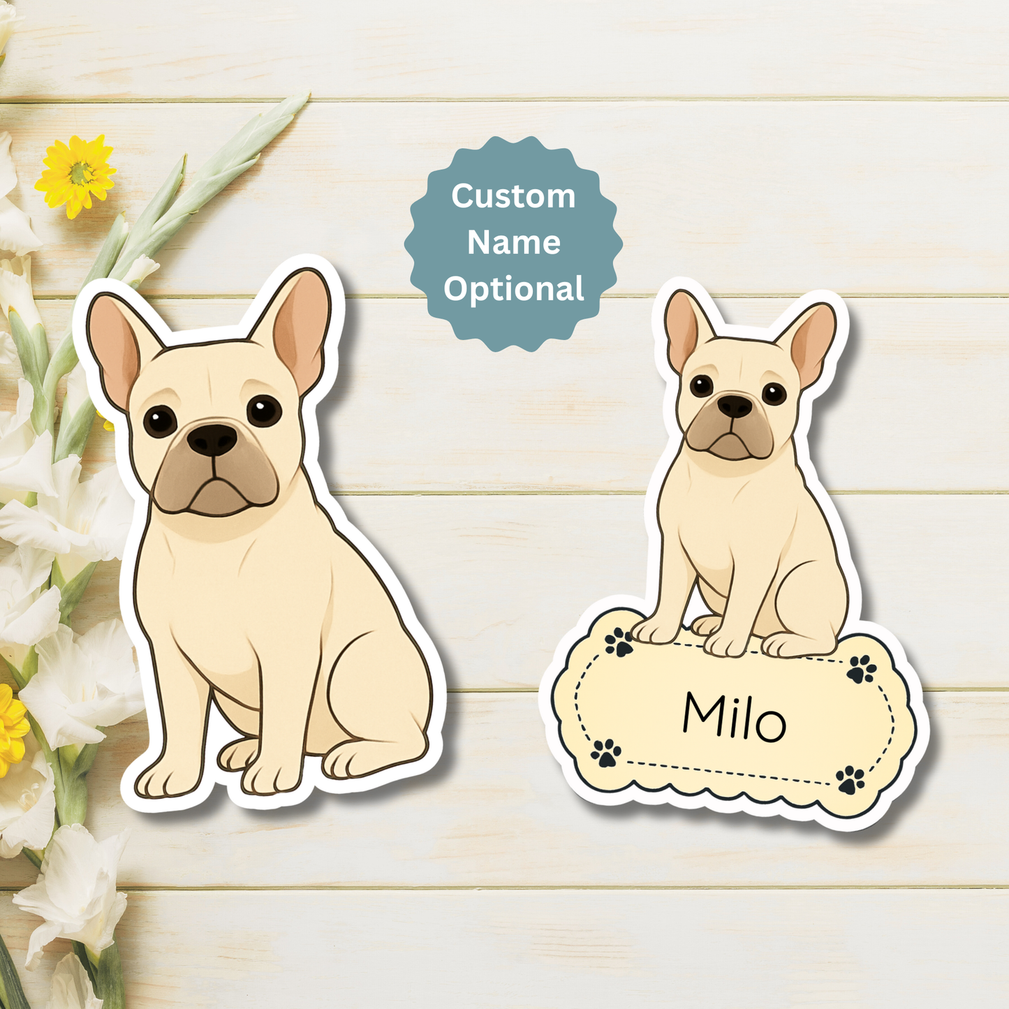 Custom French Bulldog Dog Magnet - Cream | Personalized with Pet Name