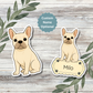 Custom French Bulldog Dog Sticker - Cream | Personalized with Name