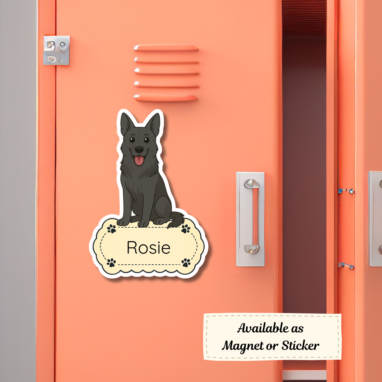 Custom German Shepherd Dog Sticker - Black | Personalized with Name