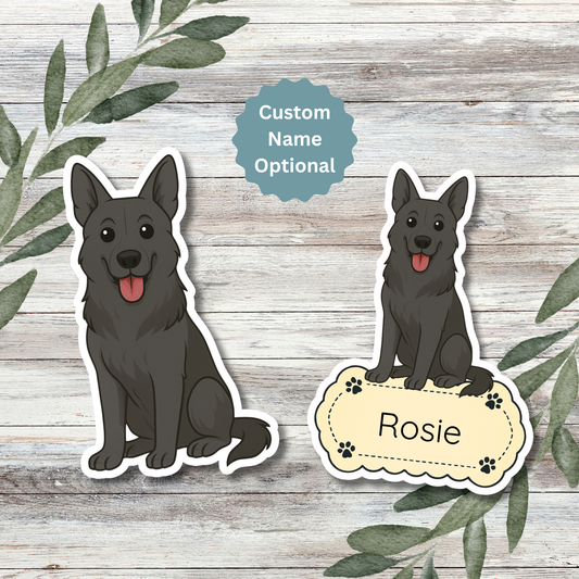 Custom German Shepherd Dog Sticker - Black | Personalized with Name