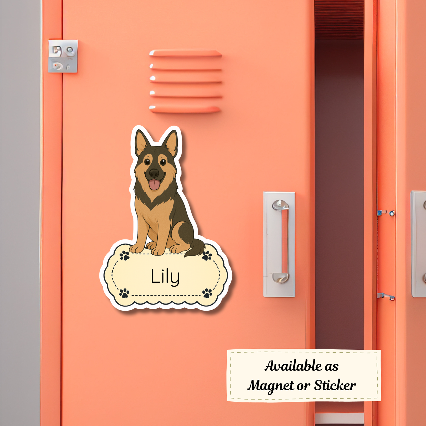 Custom German Shepherd Dog Sticker - Black and Tan | Personalized with Name