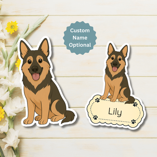 Custom German Shepherd Dog Magnet - Black and Tan  | Personalized with Pet Name