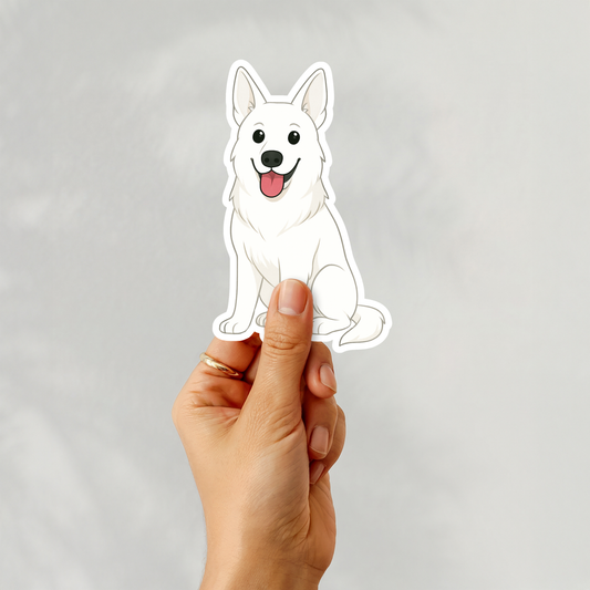Custom German Shepherd Dog Sticker - White | Personalized with Name