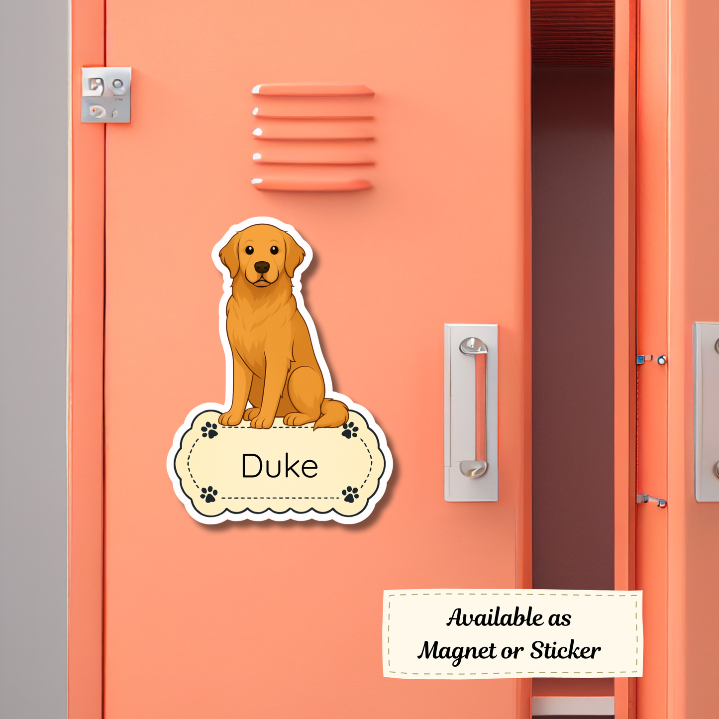 Custom Golden Retriever Dog Sticker - Classic Golden | Personalized with Name