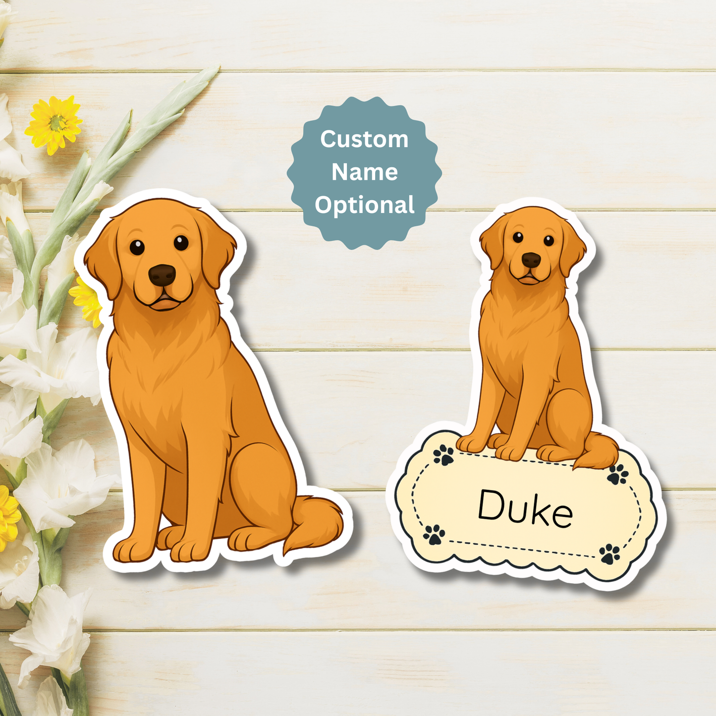 Custom Golden Retriever Dog Magnet - Classic Golden | Personalized with Pet Name