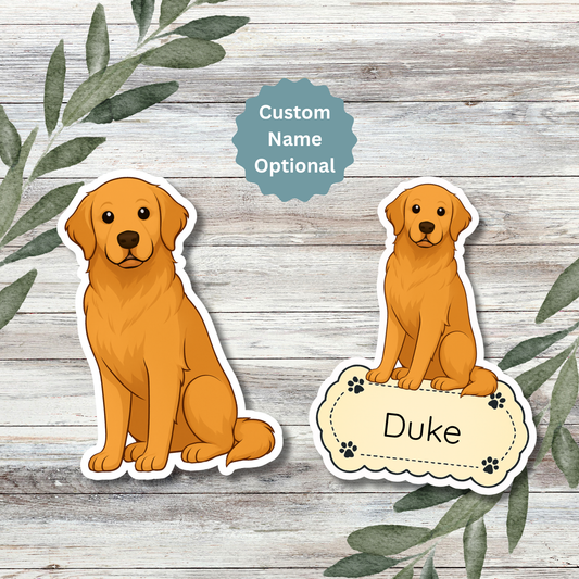 Custom Golden Retriever Dog Sticker - Classic Golden | Personalized with Name