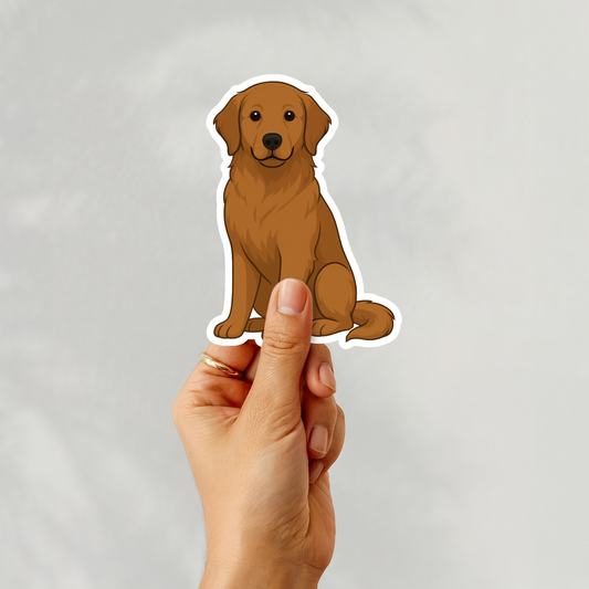 Custom Golden Retriever Dog Sticker - Dark Golden | Personalized with Name
