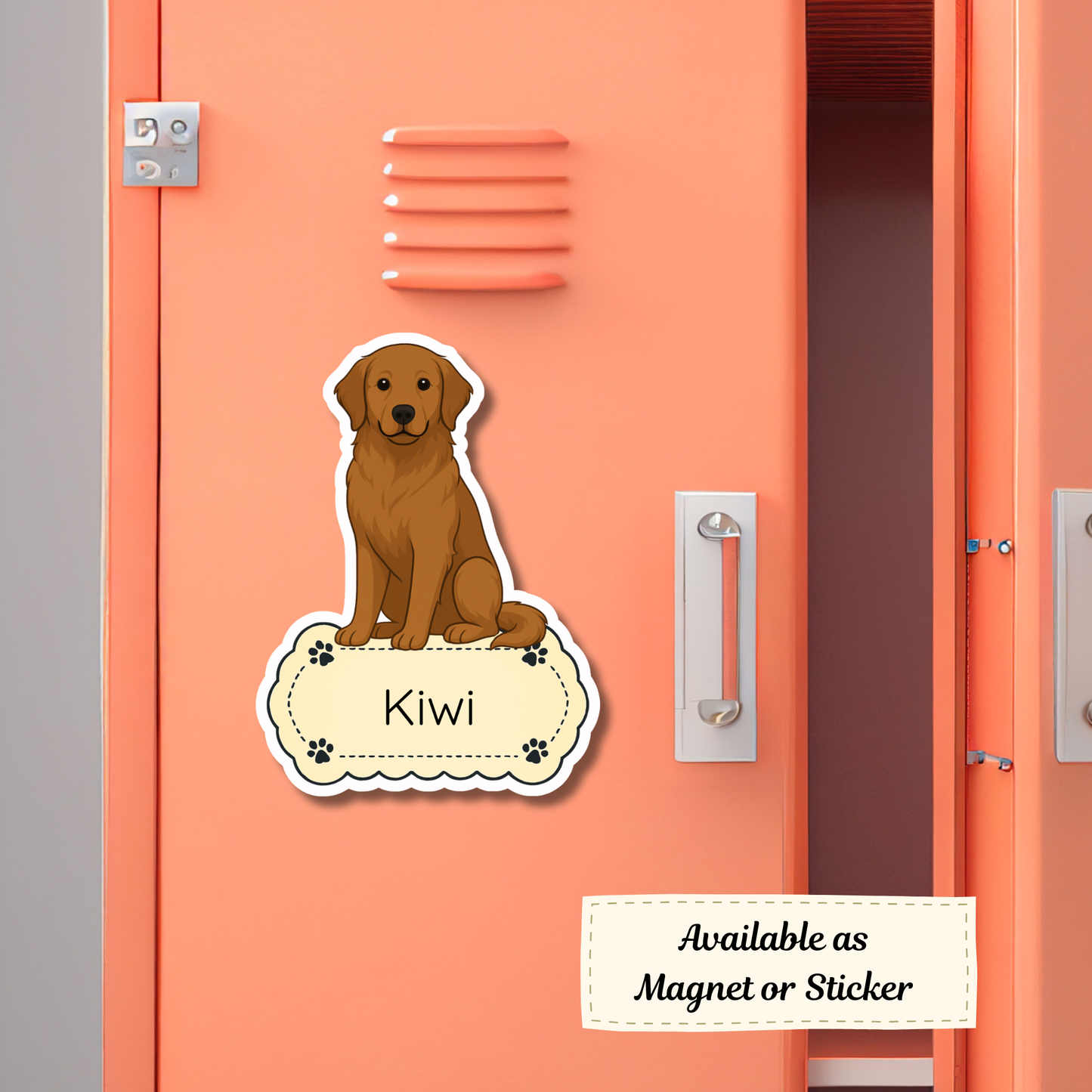 Custom Golden Retriever Dog Sticker - Dark Golden | Personalized with Name