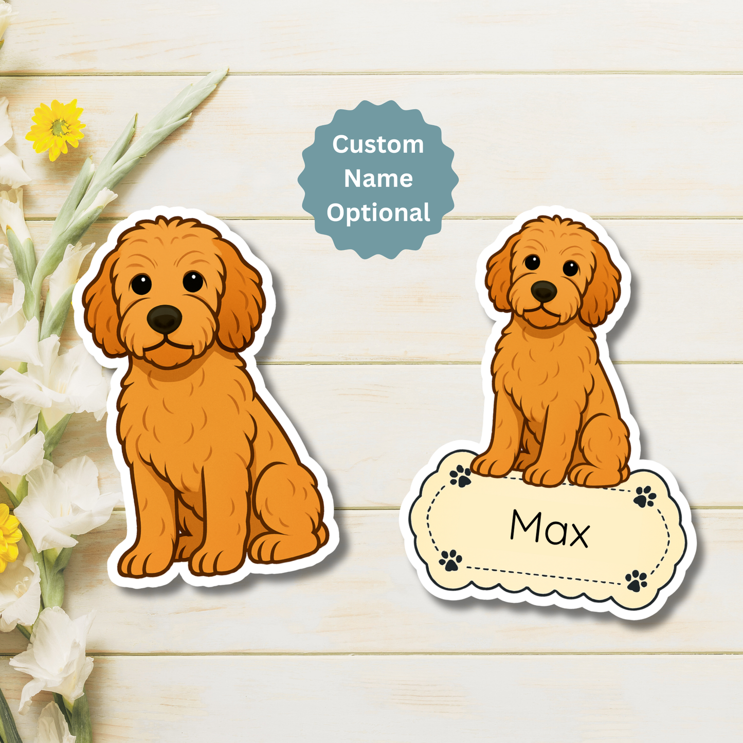 Custom Goldendoodle Dog Magnet - Apricot | Personalized with Pet Name