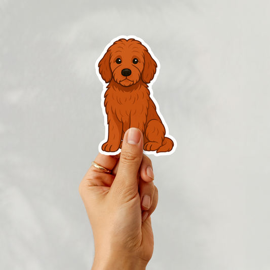 Custom Goldendoodle Dog Sticker - Red | Personalized with Name