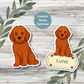 Custom Goldendoodle Dog Sticker - Red | Personalized with Name