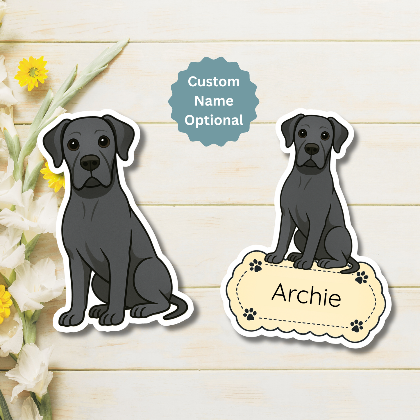 Custom Great Dane Dog Magnet - Black | Personalized with Pet Name