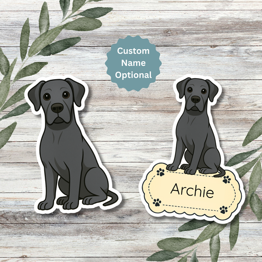 Custom Great Dane Dog Sticker - Black | Personalized with Name