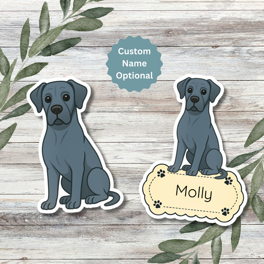 Custom Great Dane Dog Sticker - Blue | Personalized with Name