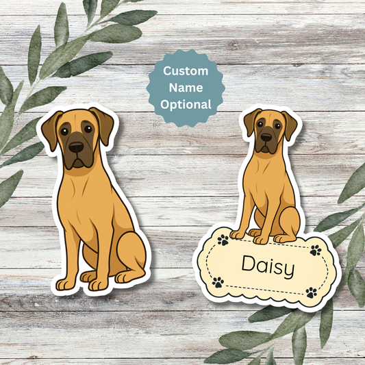 Custom Great Dane Dog Sticker - Fawn | Personalized with Name