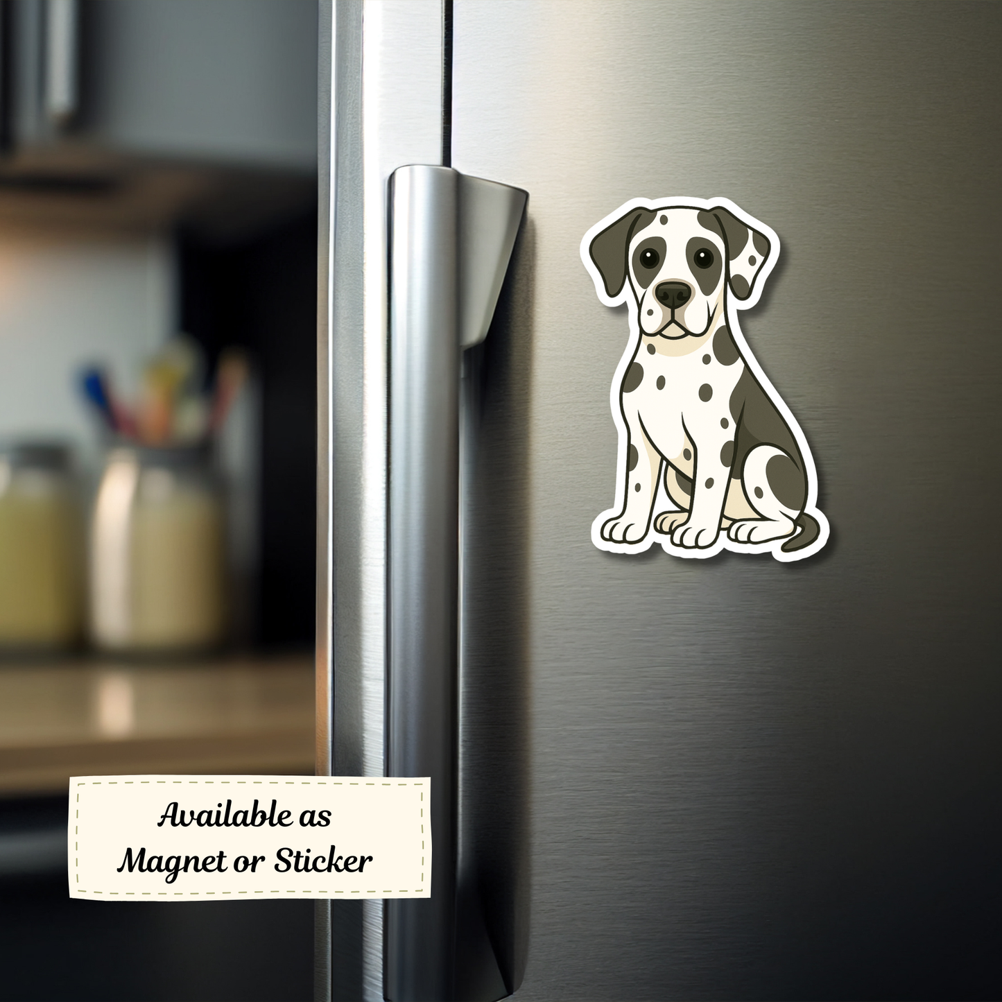 Custom Great Dane Dog Sticker - Harlequin | Personalized with Name