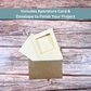 Cream aperture card and envelope included in the cross-stitch kit to complete the project.