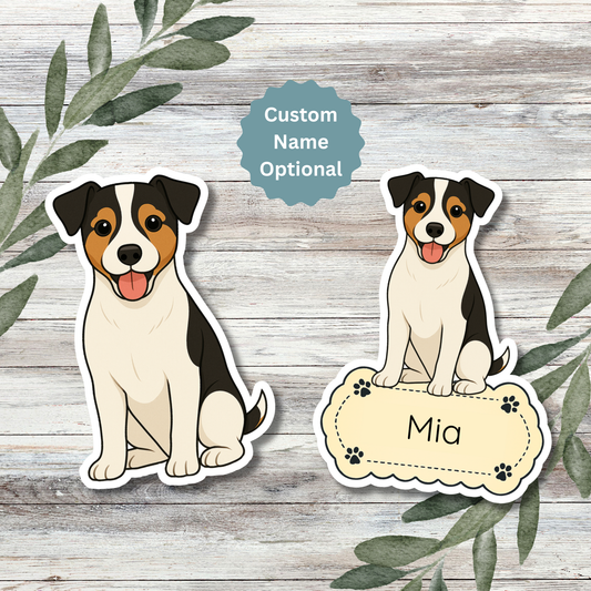 Custom Jack Russell Terrier Dog Sticker - Tri-colored | Personalized with Name
