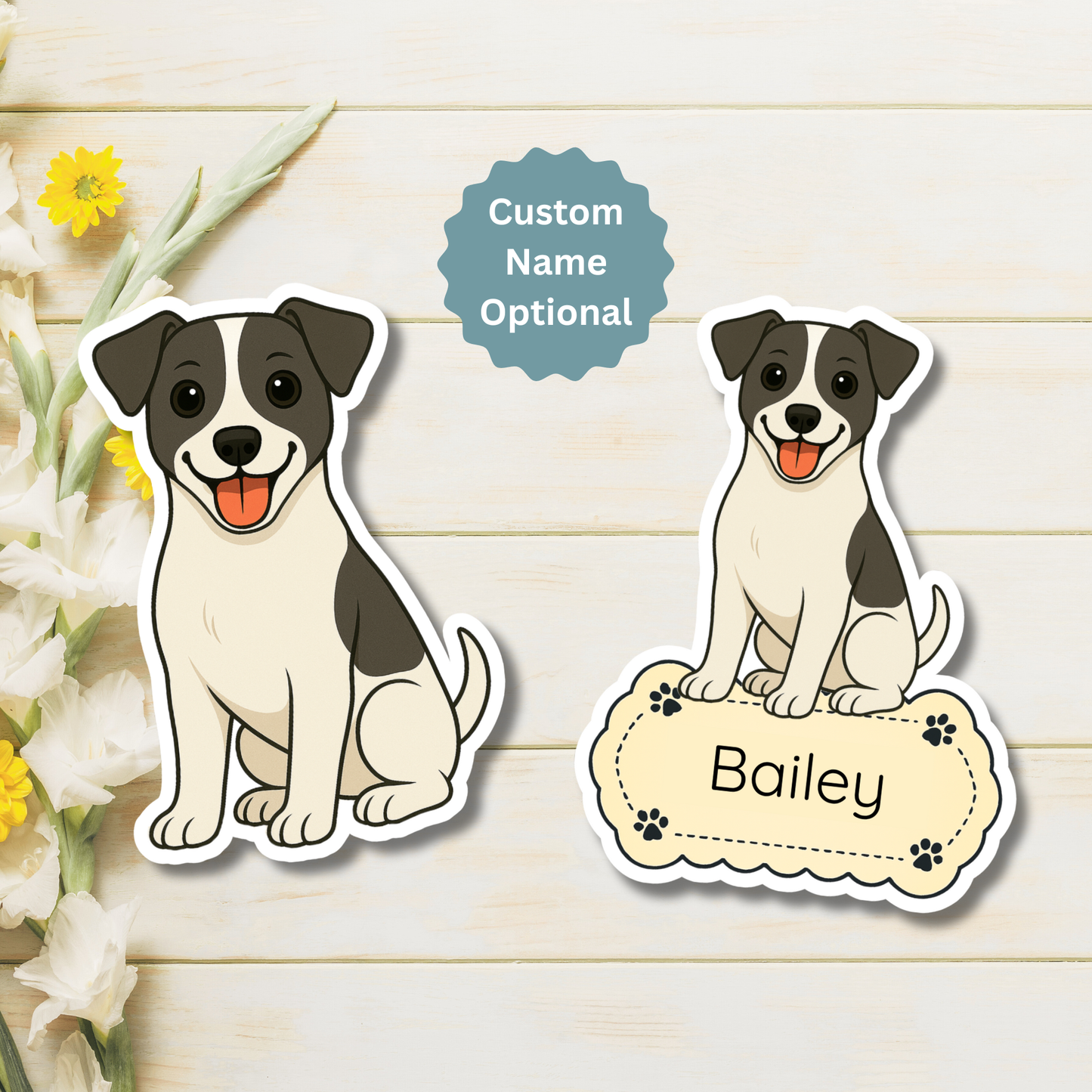 Custom Jack Russell Terrier Dog Magnet - White and Black  | Personalized with Pet Name