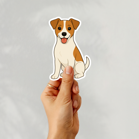 Custom Jack Russell Terrier Dog Sticker - White and Tan | Personalized with Name