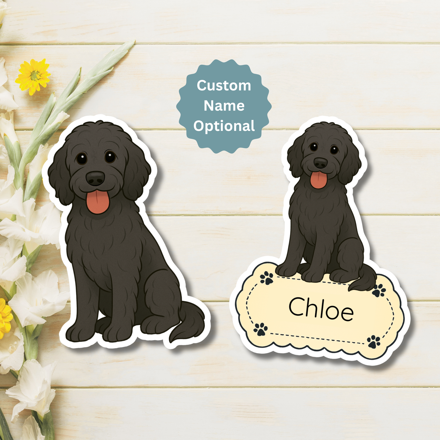Custom Labradoodle Dog Magnet - Black | Personalized with Pet Name