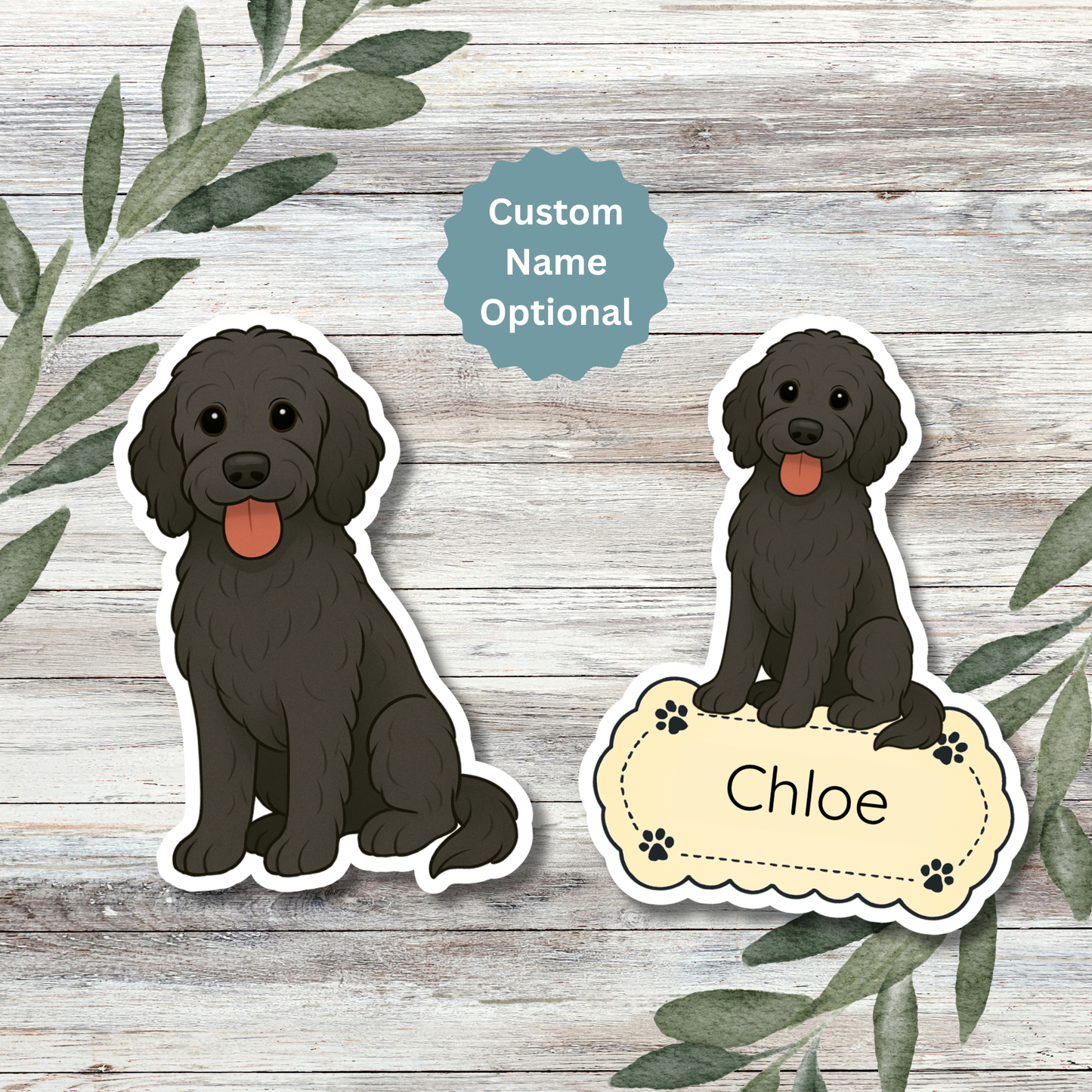 Custom Labradoodle Dog Sticker - Black | Personalized with Name