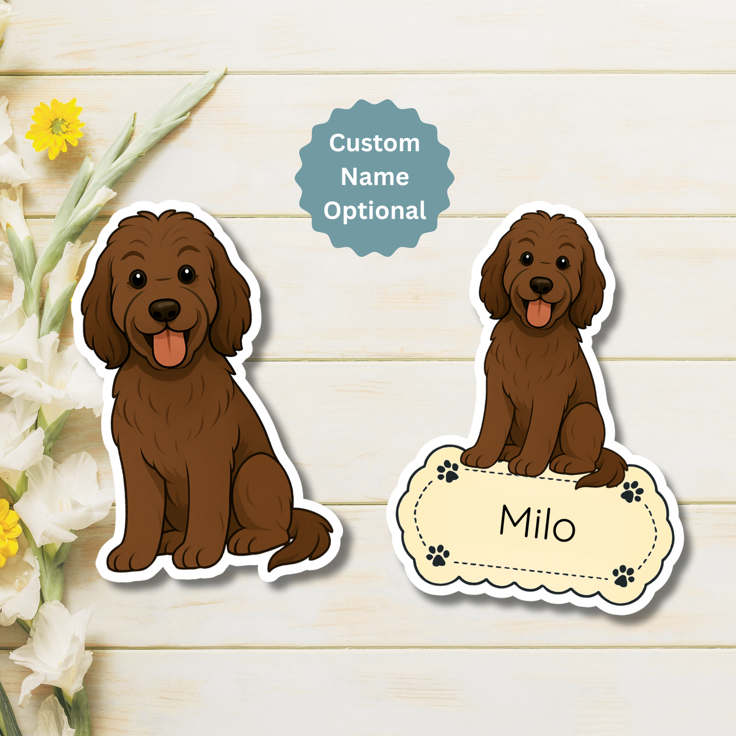 Custom Labradoodle Dog Magnet - Chocolate | Personalized with Pet Name