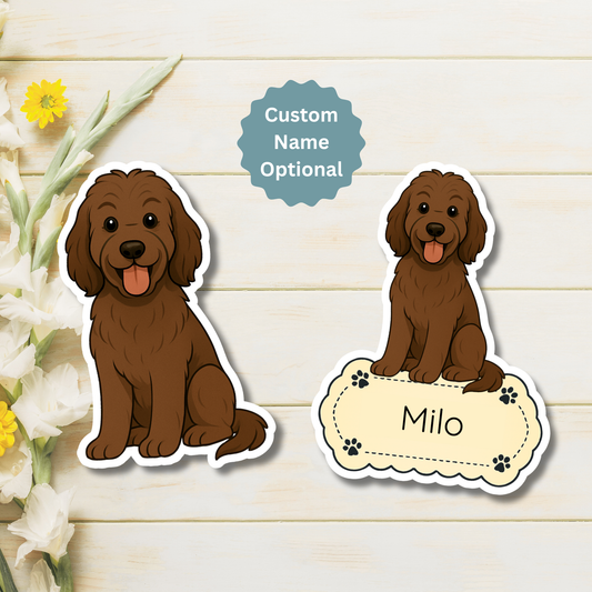 Custom Labradoodle Dog Magnet - Chocolate | Personalized with Pet Name