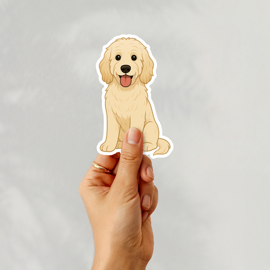Custom Labradoodle Dog Sticker - Cream | Personalized with Name