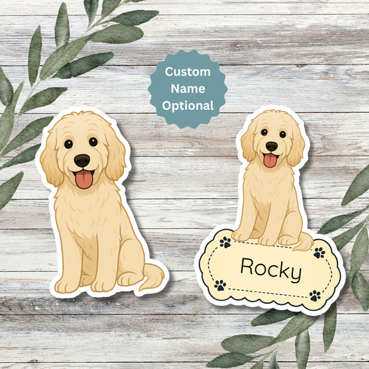 Custom Labradoodle Dog Sticker - Cream | Personalized with Name