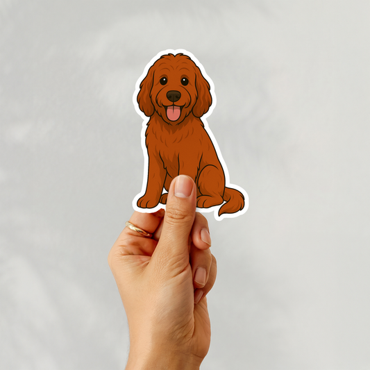 Custom Labradoodle Dog Sticker - Red | Personalized with Name