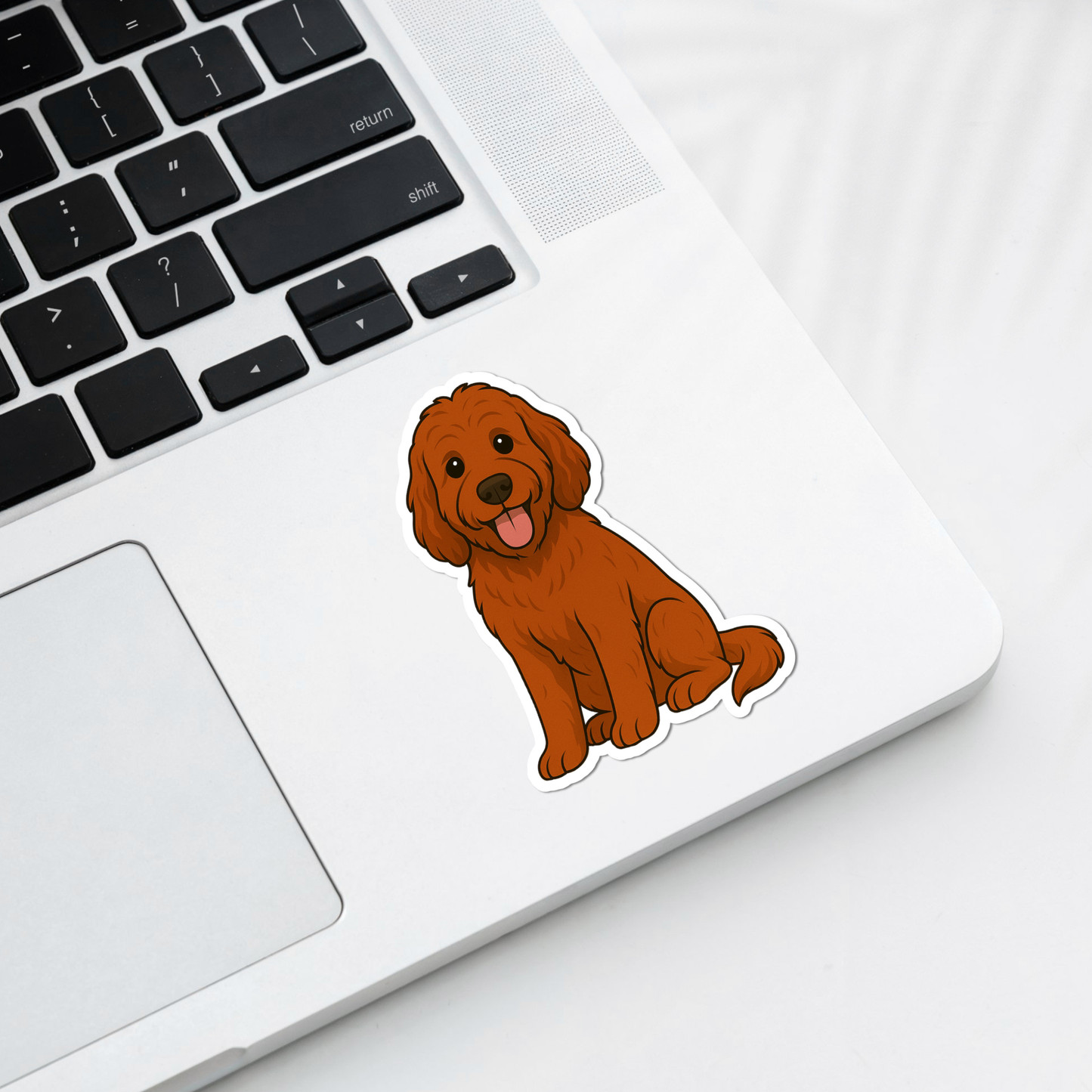 Autocollant personnalisé pour chien Labradoodle - Rouge | Personnalisable avec nom
